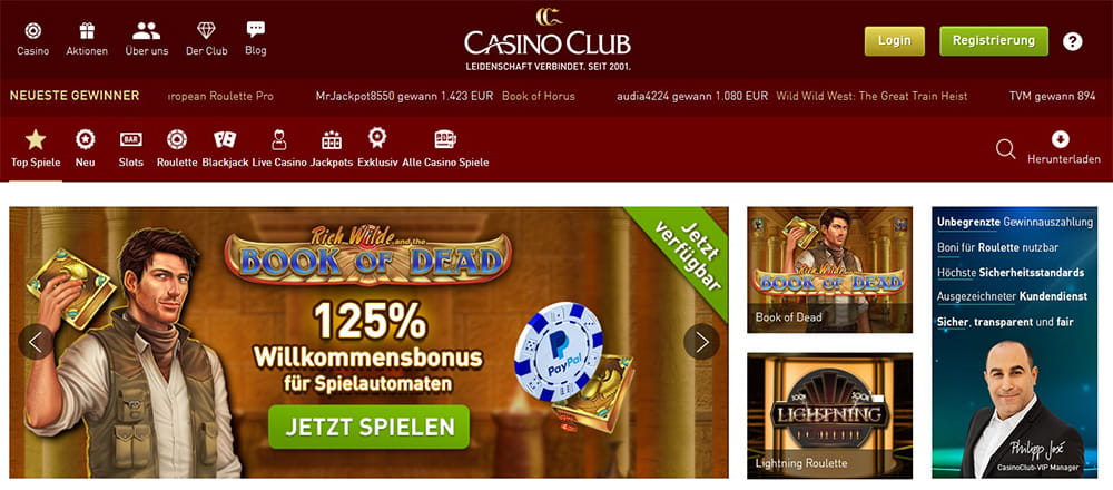 Startseite von CasinoClub