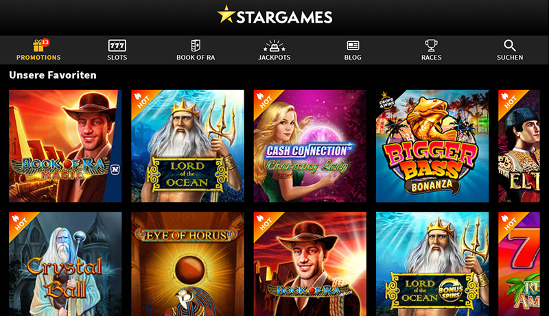 Die Startseite von StarGames