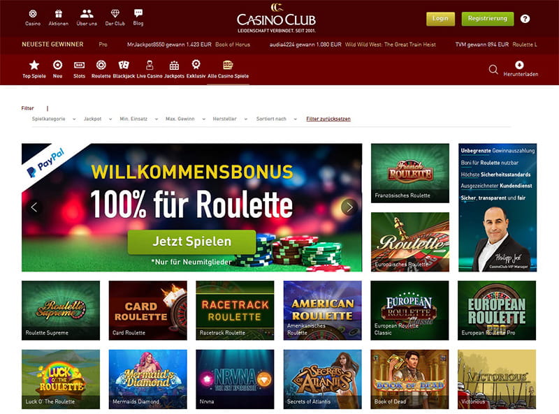 Das Spielangebot im CasinoClub auf einen Blick